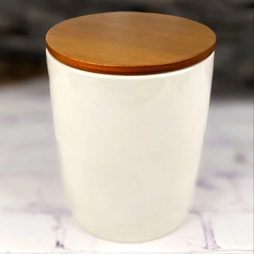 Rae Dunn STORE Ceramic Canister with Wooden Lid